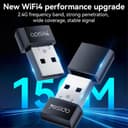 Yesido WiFi Wireless USB-A Adapter 150Mbps - Black thumbnail 3