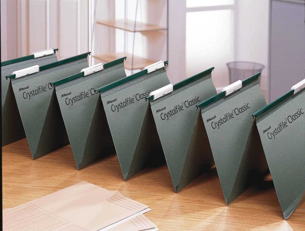 Rexel Crystalfile Linked Foolscap Suspension File 15mm Green (50) - Image 3