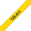Brother TZe-611 P-touch Laminated Labelling Tape Cassette 6mm x 8m - Black on Yellow thumbnail 1
