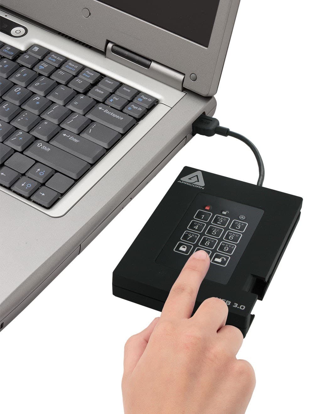 1TB Apricorn Aegis Padlock Fortress USB3.0 External Hard Drive - Black - Image 2