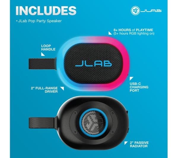 JLAB Pop Party Portable Speaker Black - Image 8