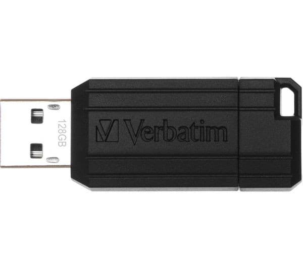 VERBATIM PinStripe USB 2.0 Memory Stick - 128 GB, Black