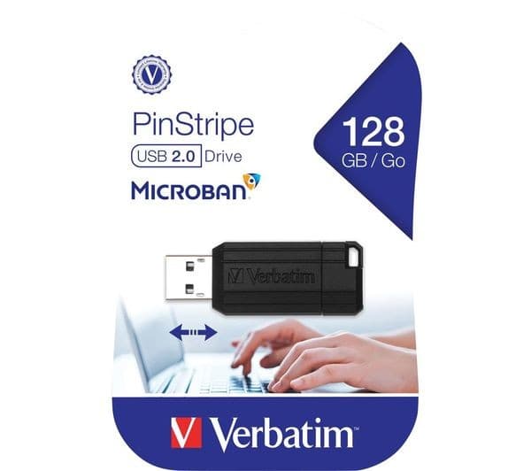 VERBATIM PinStripe USB 2.0 Memory Stick - 128 GB, Black - Image 5