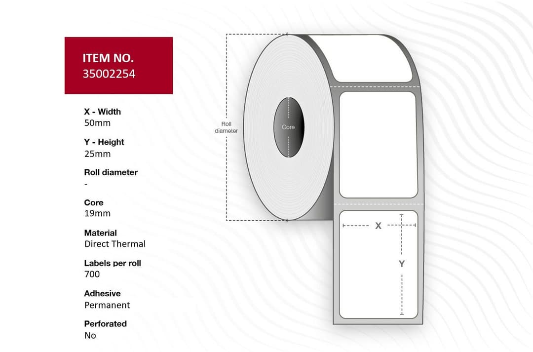 Label 50x25mm - Core 19mm. - Image 1