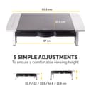 Fellowes Computer Monitor Stand with 5 Height Adjustments - Office Suites Monitor Riser with Storage Tray - Ergonomic Adjustable Monitor Stand for Computers - Max Weight 36KG/Max Size 28" - Graphite thumbnail 4