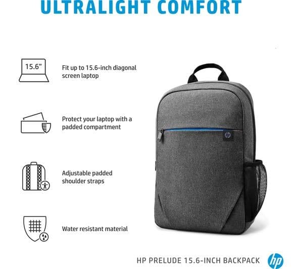 HP Prelude 15.6” Laptop Backpack - Grey - Image 4