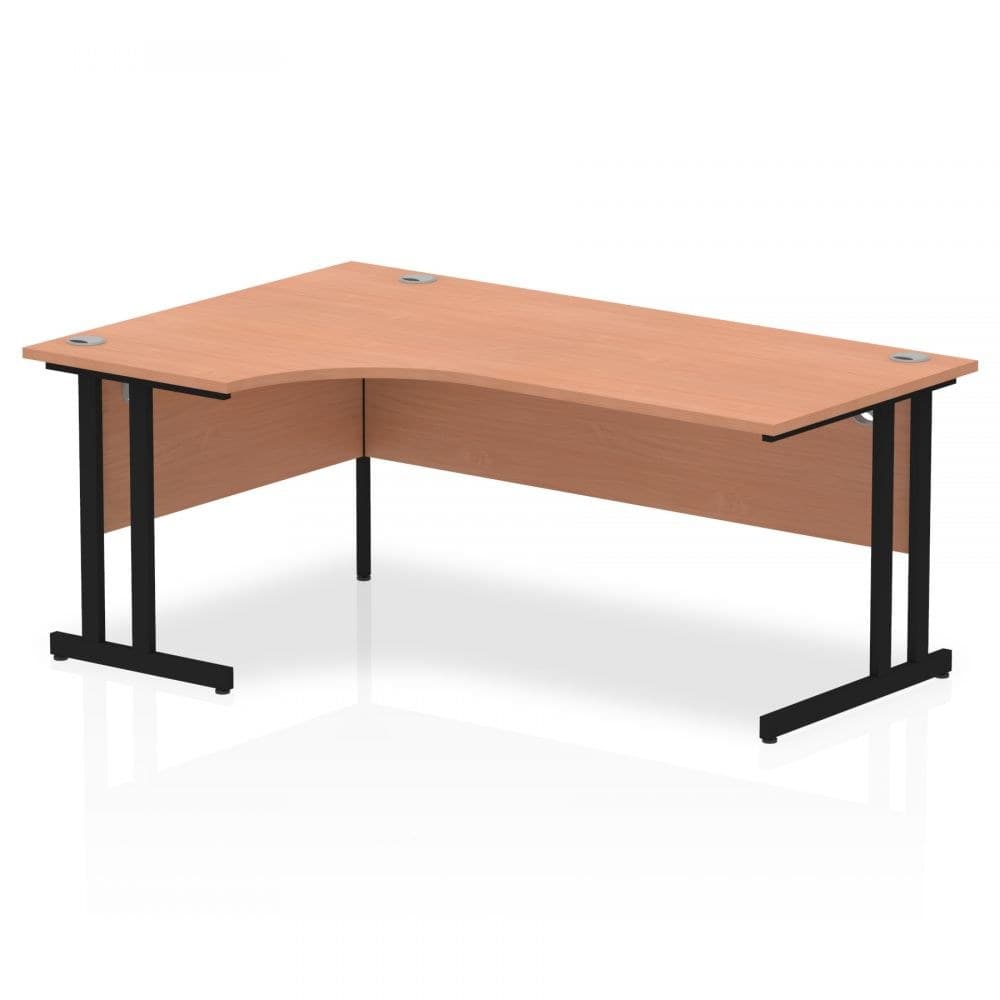 Dynamic Impulse 1800mm Left Crescent Desk Beech Top Black Cantilever Leg - Image 1