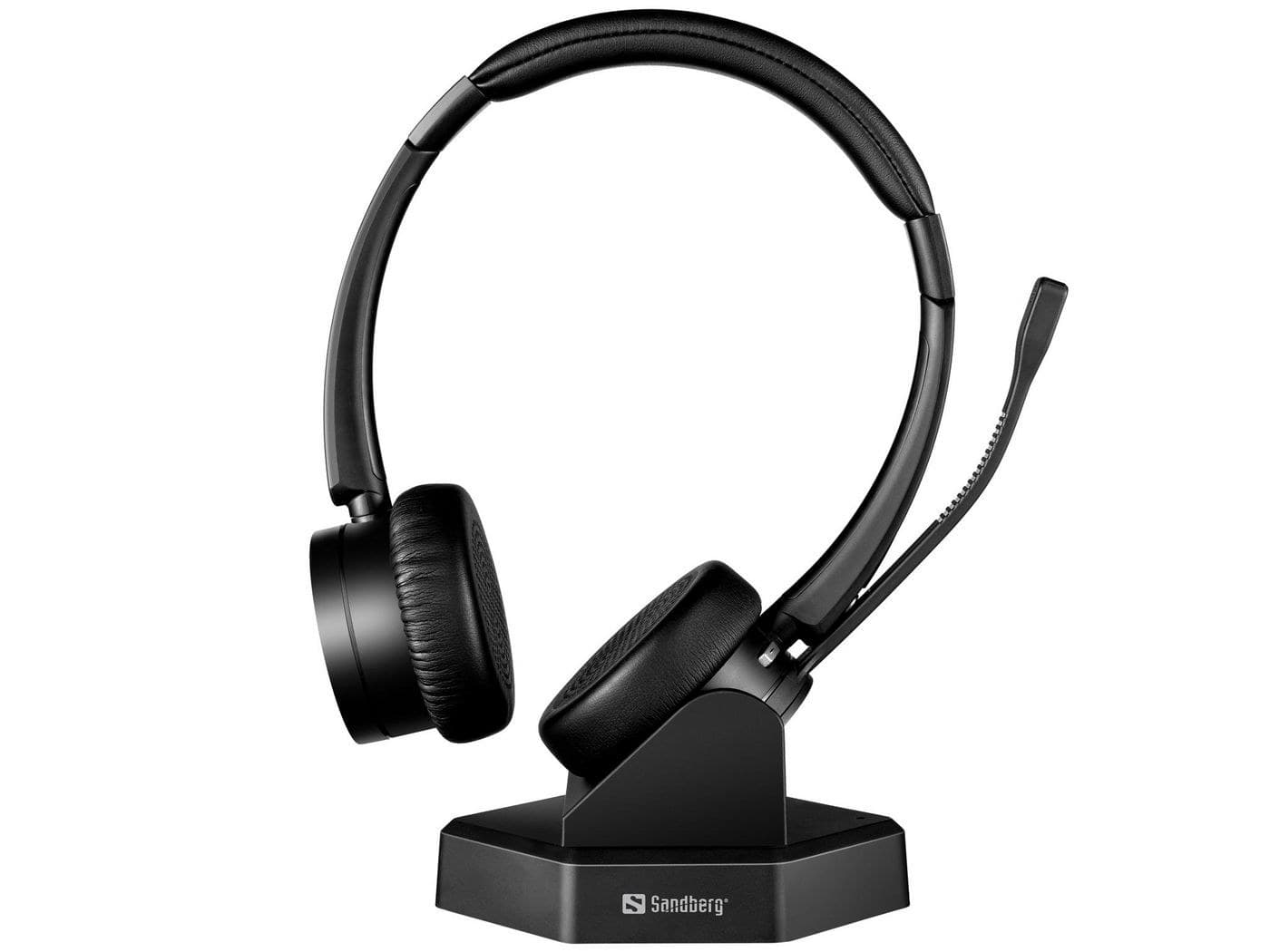 Sandberg Bluetooth Office Headset Pro+ (126-18) Wireless Binaural Office/Call Centre Headset with Busylight and Charging Dock, Black