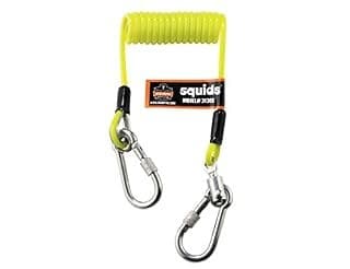 Ergodyne Squids 3130S Coiled Cable Tool Lanyard with Dual Stainless Steel Carabiners - 2lbs / 0.9kg, Lime, Standard - Image 5