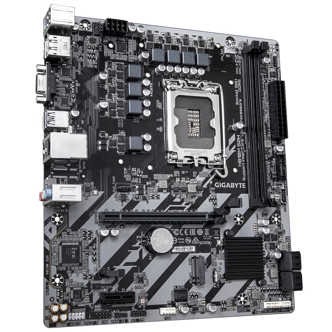 GIGABYTE H810M S2H LGA1851 Micro ATX Motherboard - Intel H810, Intel Core Ultra (Series 2) CPUs, 4+1+2 Phases VRM, up to 6400MHz DDR5, 1xPCIe 4.0 M.2, 1GbE LAN, USB 3.2 Gen 1 - Image 3