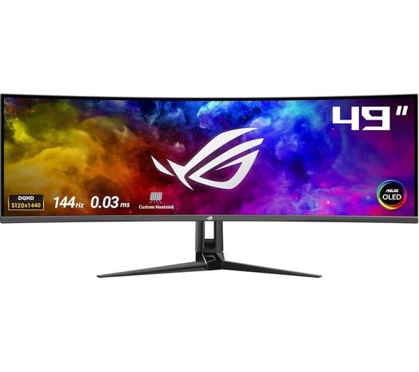 ASUS ROG Swift PG49WCD 49" DQHD 5120x1440 Curved QD-OLED 144Hz Gaming Monitor - Black