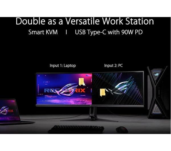 ASUS ROG Swift PG49WCD 49" DQHD 5120x1440 Curved QD-OLED 144Hz Gaming Monitor - Black - Image 2