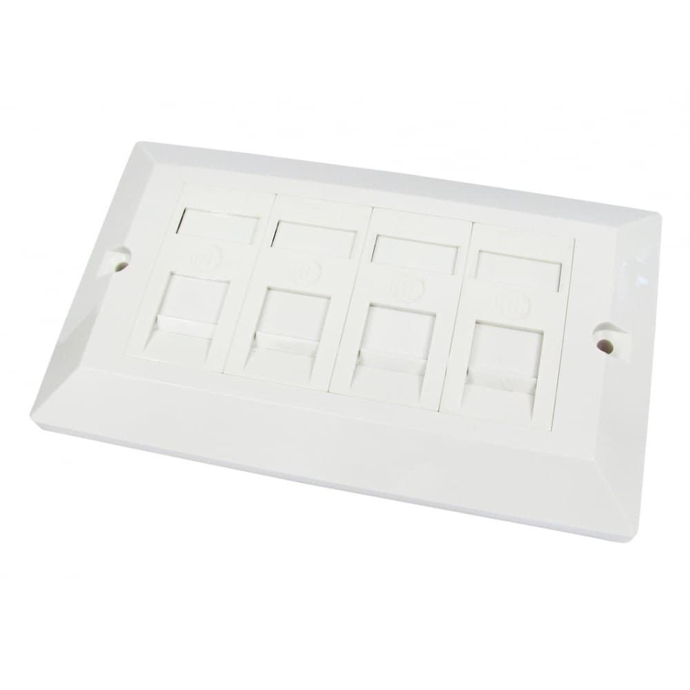 Scan Double Gang Quad Port Cat 6 Faceplate - Image 1