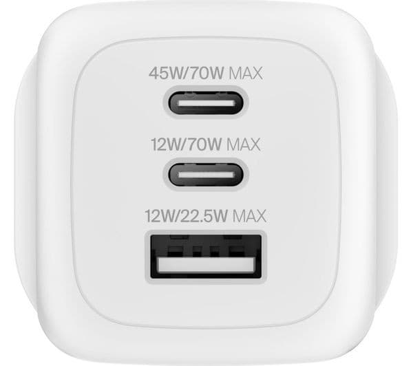 BELKIN 3-Port 70W Wall Charger White - Image 2