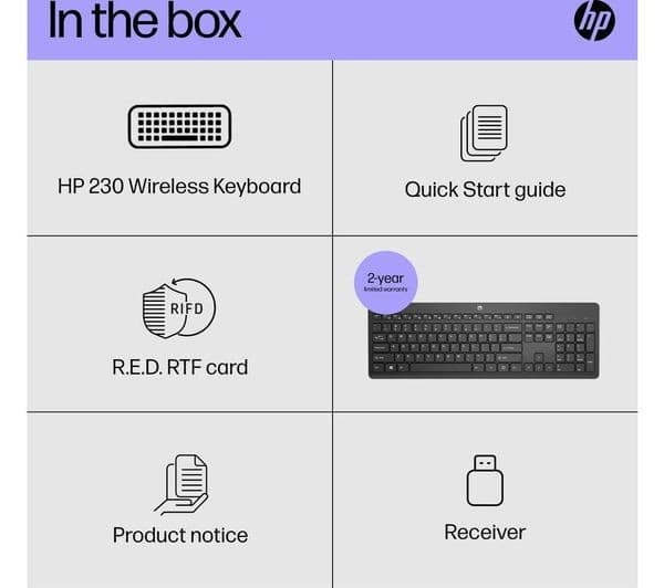 HP 230 Wireless Keyboard - Black - Image 8