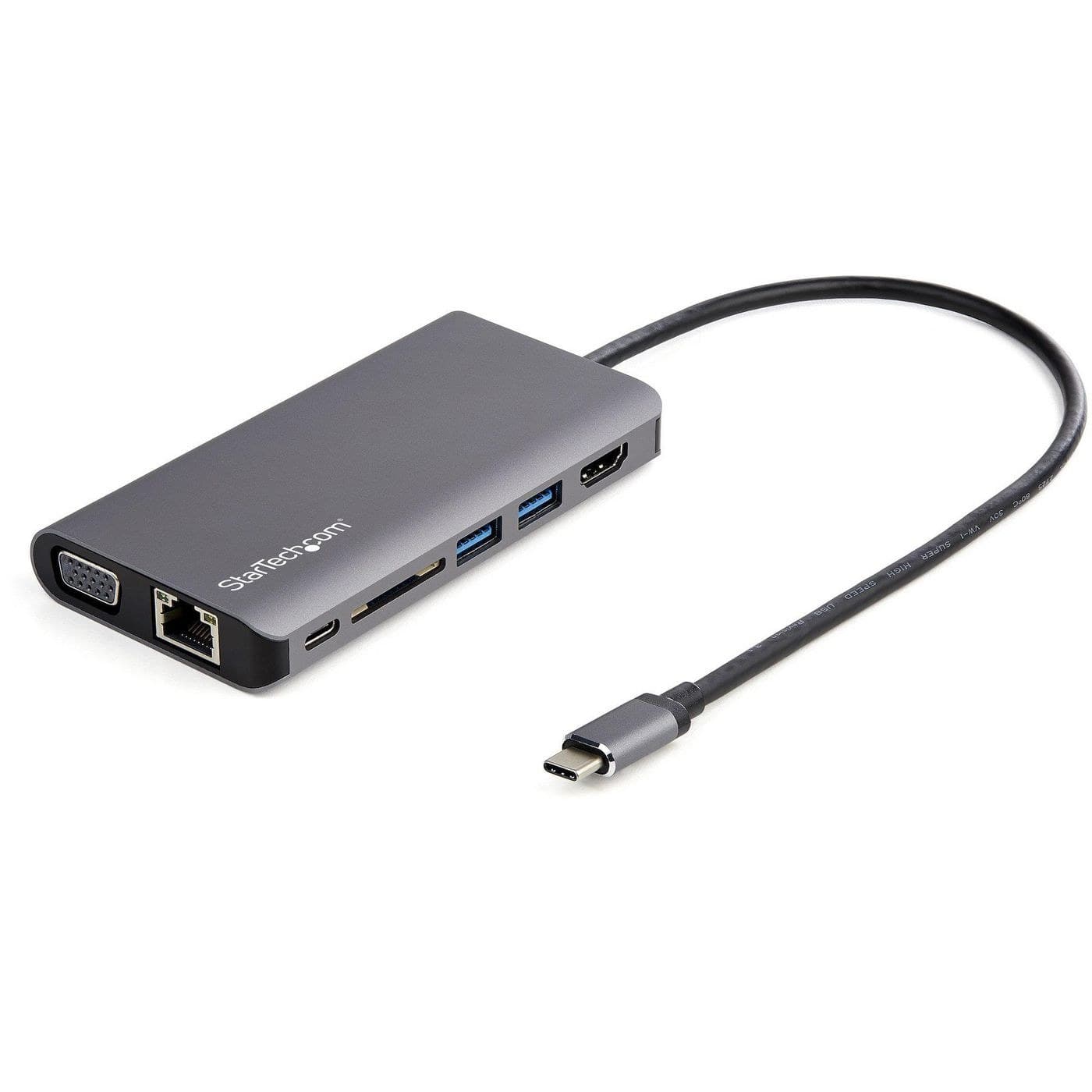 StarTech.com USB-C Multiport Adapter - USB-C Mini Travel Dock with 4K HDMI or 1080p VGA - 3x USB 3.0 Hub, SD, GbE, Audio, 100W PD Pass-Through (DKT30CHVAUSP)