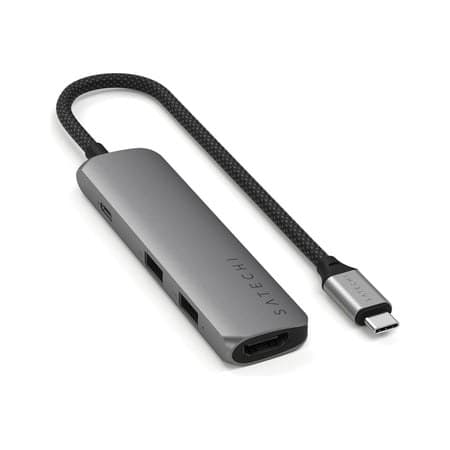 Satechi 4-in-1 USB-C Slim Multiport Adapter 4K - 100W PD, 2x USB-A 3.2 Gen 2, HDMI 4K 60Hz, Space Grey - Image 1