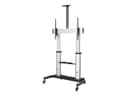 StarTech.com Mobile TV Stand, Heavy Duty TV Cart for 60-100" Display (100kg/220lb), Height Adjustable Rolling Flat Screen Floor Standing on Wheels, Universal Television Mount w/Shelves - W/ 2 equipment shelves cart - for flat panel - black, silver thumbnail 1