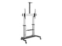 StarTech.com Mobile TV Stand, Heavy Duty TV Cart for 60-100" Display (100kg/220lb), Height Adjustable Rolling Flat Screen Floor Standing on Wheels, Universal Television Mount w/Shelves - W/ 2 equipment shelves cart - for flat panel - black, silver thumbnail 5