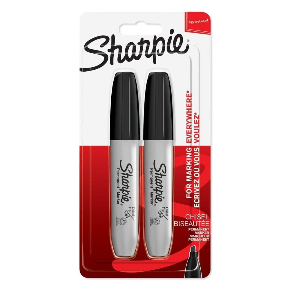 Sharpie 1986195 Ultra Fine Chisel Tip Black Permanent Pen Pack of 12 twin Blister Packs - Image 1