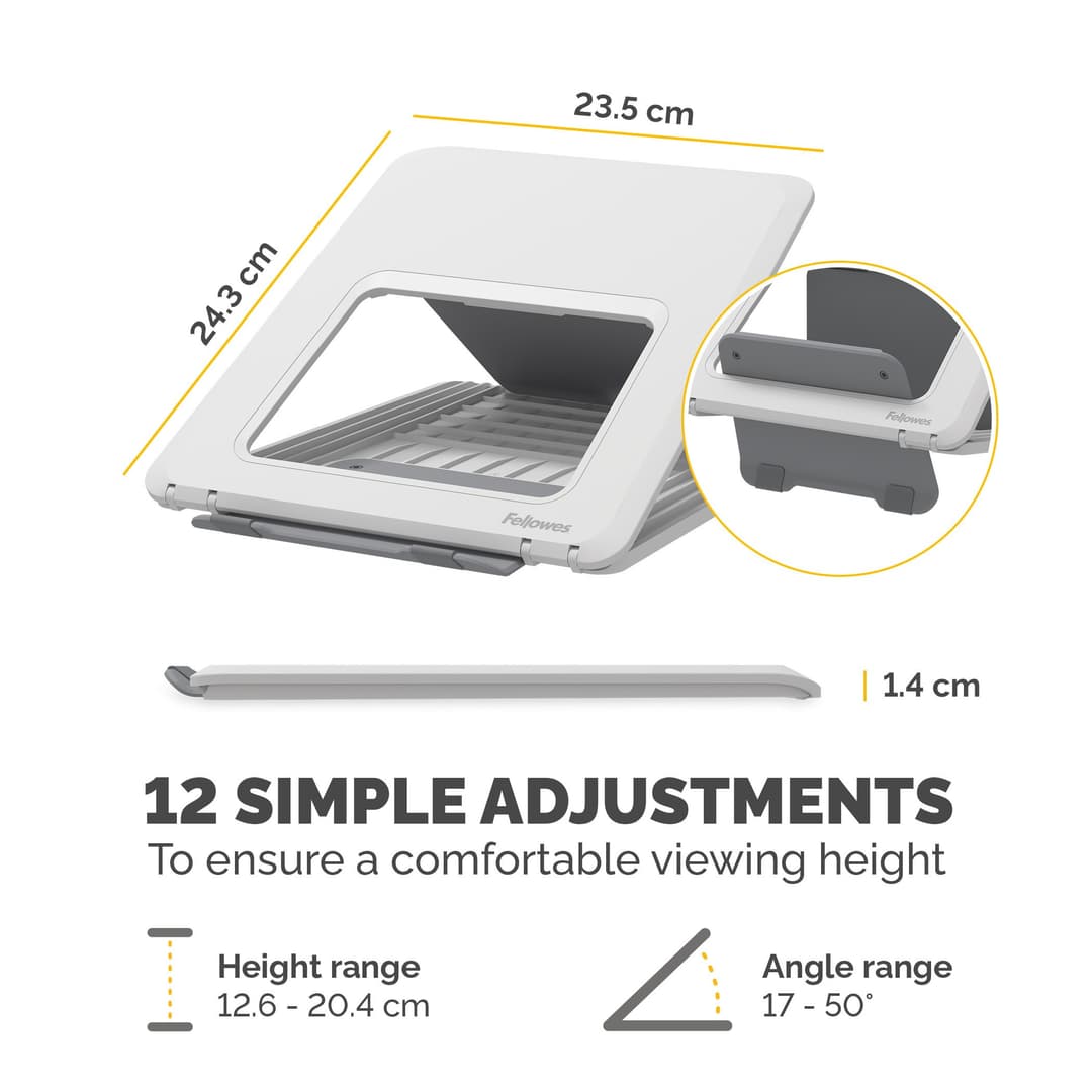 Fellowes Breyta Adjustable Laptop Stand - White - Image 4