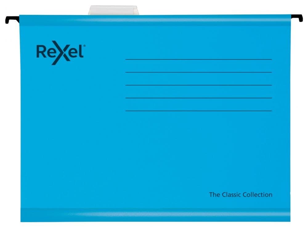 Rexel Classic Foolscap Reinforced Suspension File Blue 15mm V-base Pack of 25