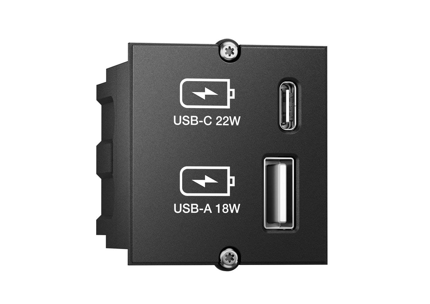 Bachmann USB-A&C Charger Custom Module 917.227, USB-A 18 W + USB-C 22 W, Black