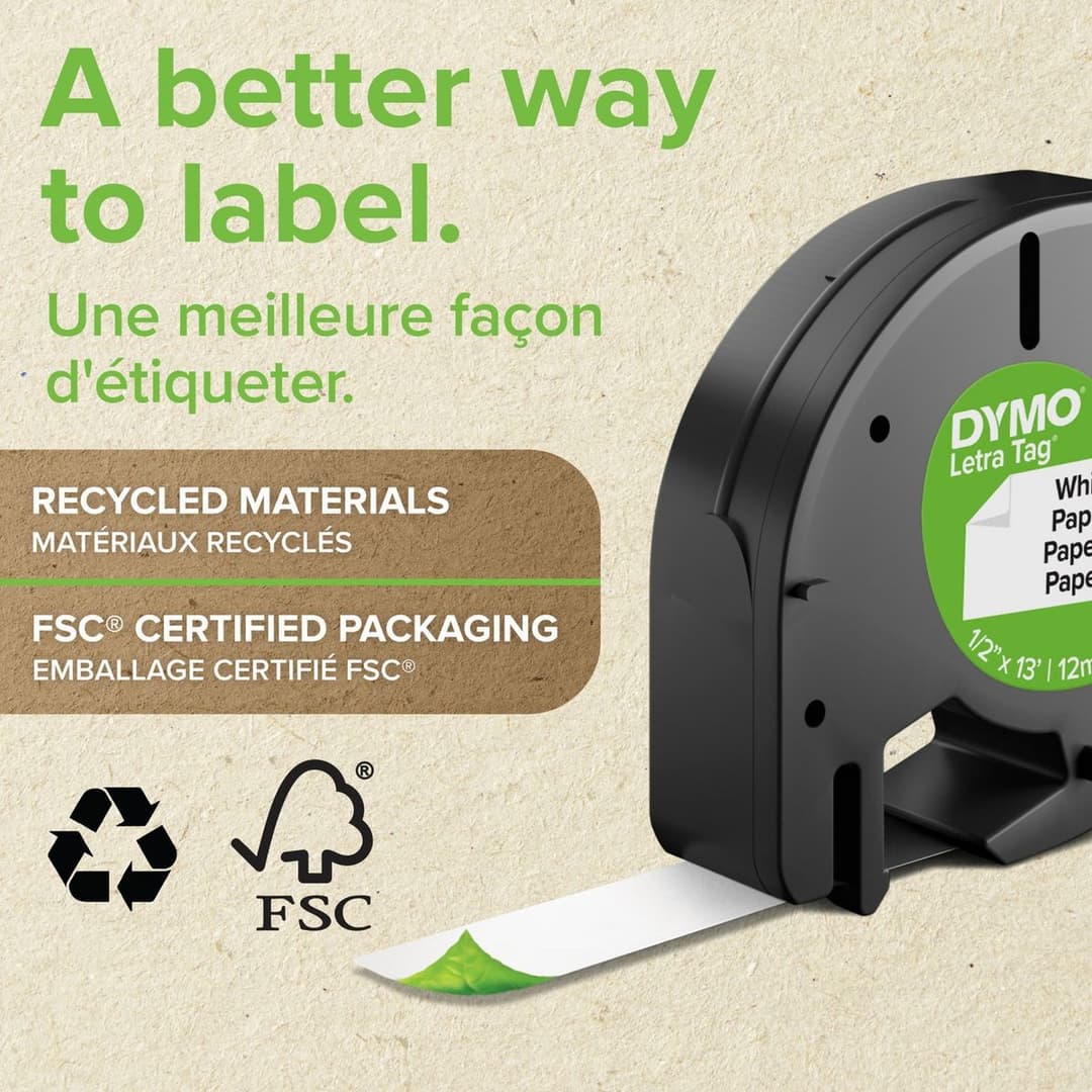 Dymo LetraTag Paper Tape 12mm x 4m - White - Image 3