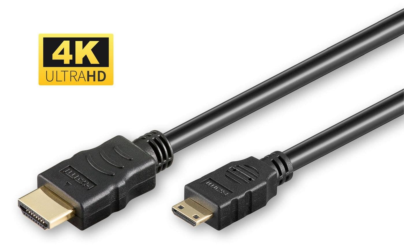 Microconnect HDM1919C1 HDMI High Speed Mini Cable with Ethernet, HDMI Type A to Mini HDMI Type C (Male to Male), 1m, Black