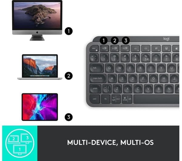 Logitech MX Keys Mini Wireless Illuminated Keyboard - Graphite, UK Layout - Image 9
