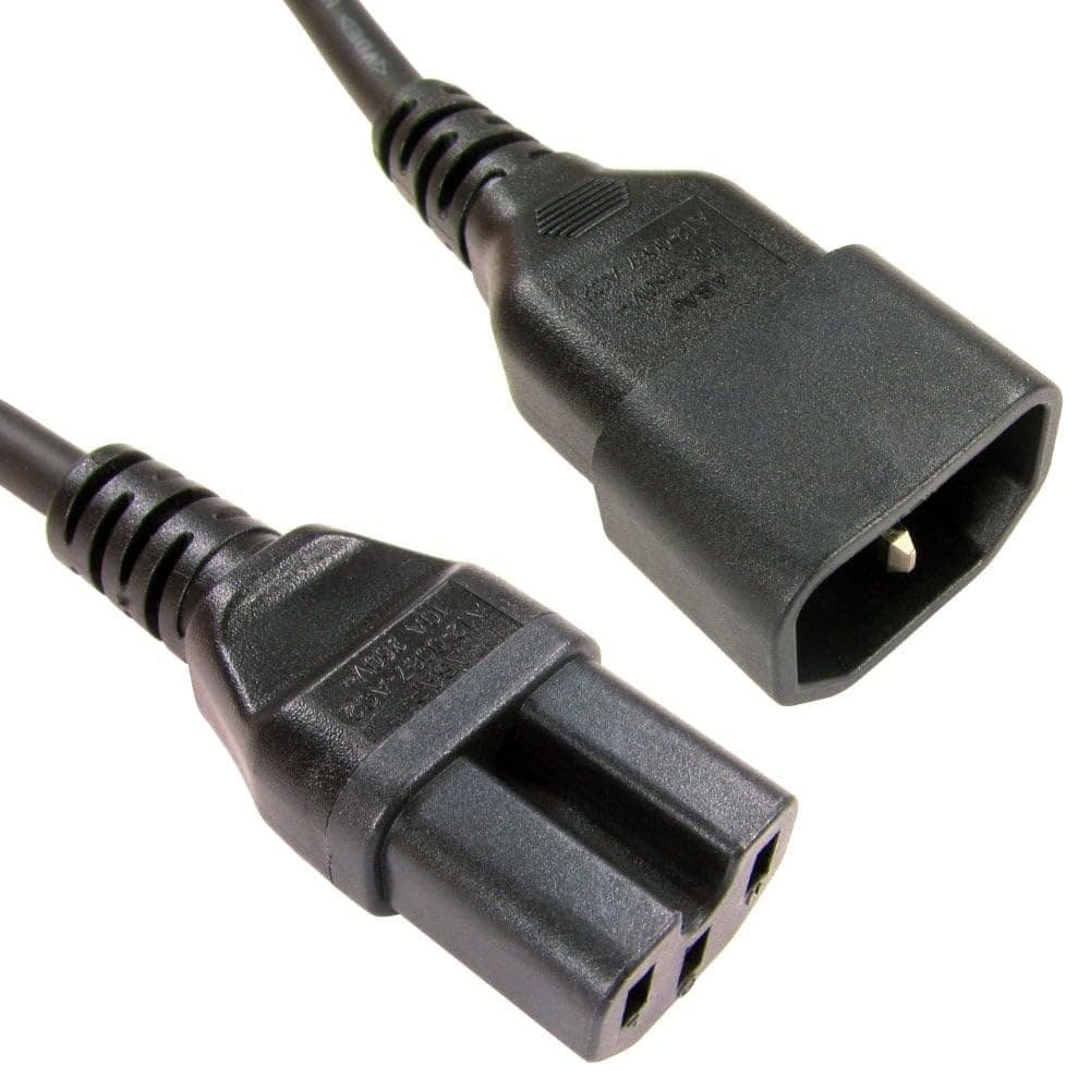 Cables Direct 1m C14 to C15 Power Cable (Black) - Image 1