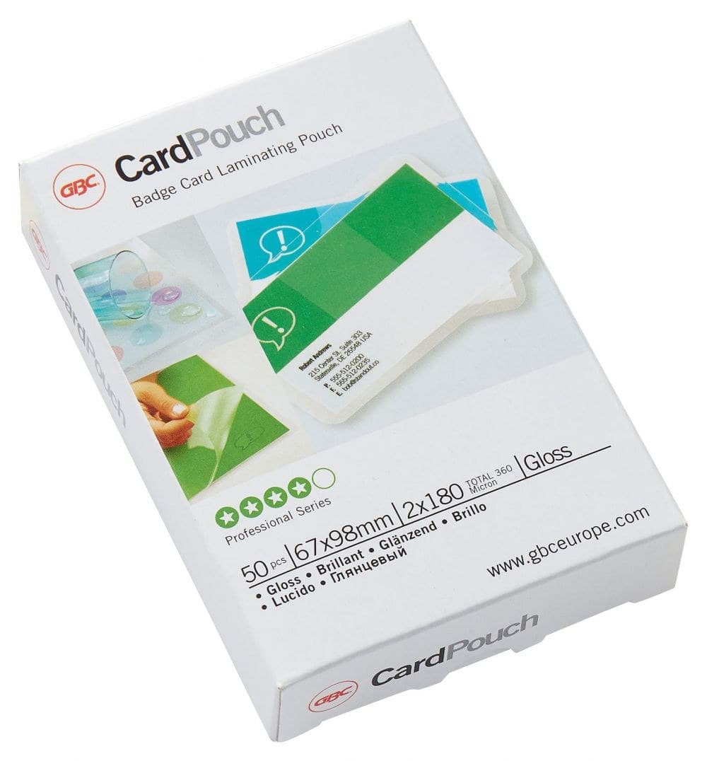 GBC 41611E 67x99mm Gloss Card Pouch 180 Micron 100Pk - Image 1