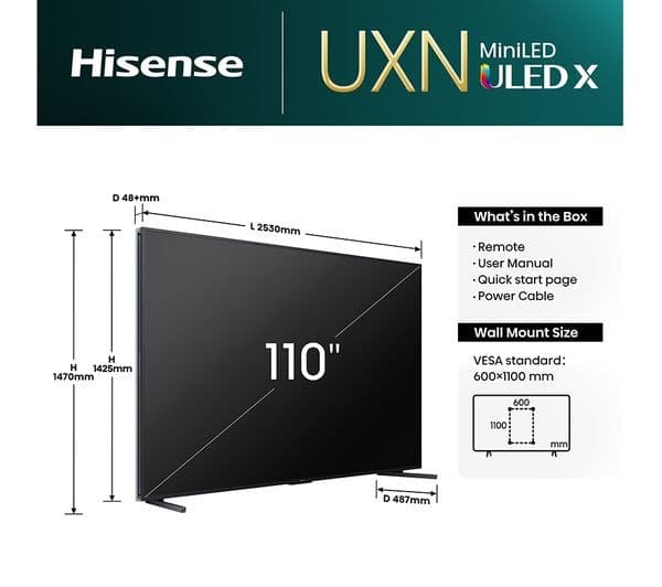 HISENSE 110UXNQTUK 110" Smart 4K Ultra HD HDR Mini LED TV with Amazon Alexa - Image 4
