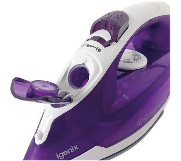 IGENIX PowerSteam IG3122 Steam Iron - White & Purple - Image 4