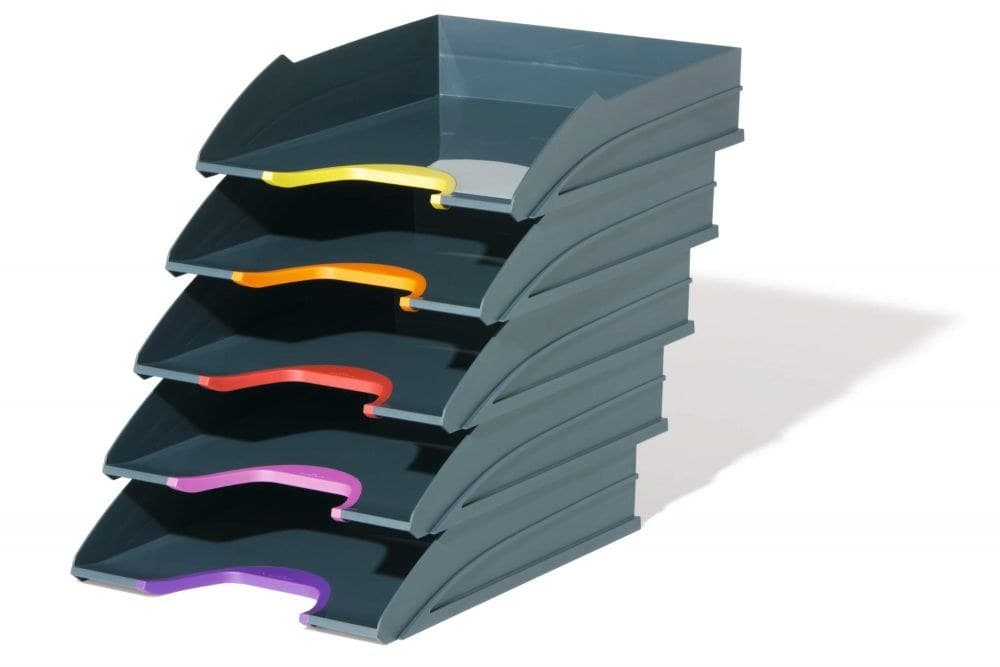 Durable VARICOLOR ECO Stackable Document Filing Letter Tray PK5 A4 Grey 770557 - Image 1