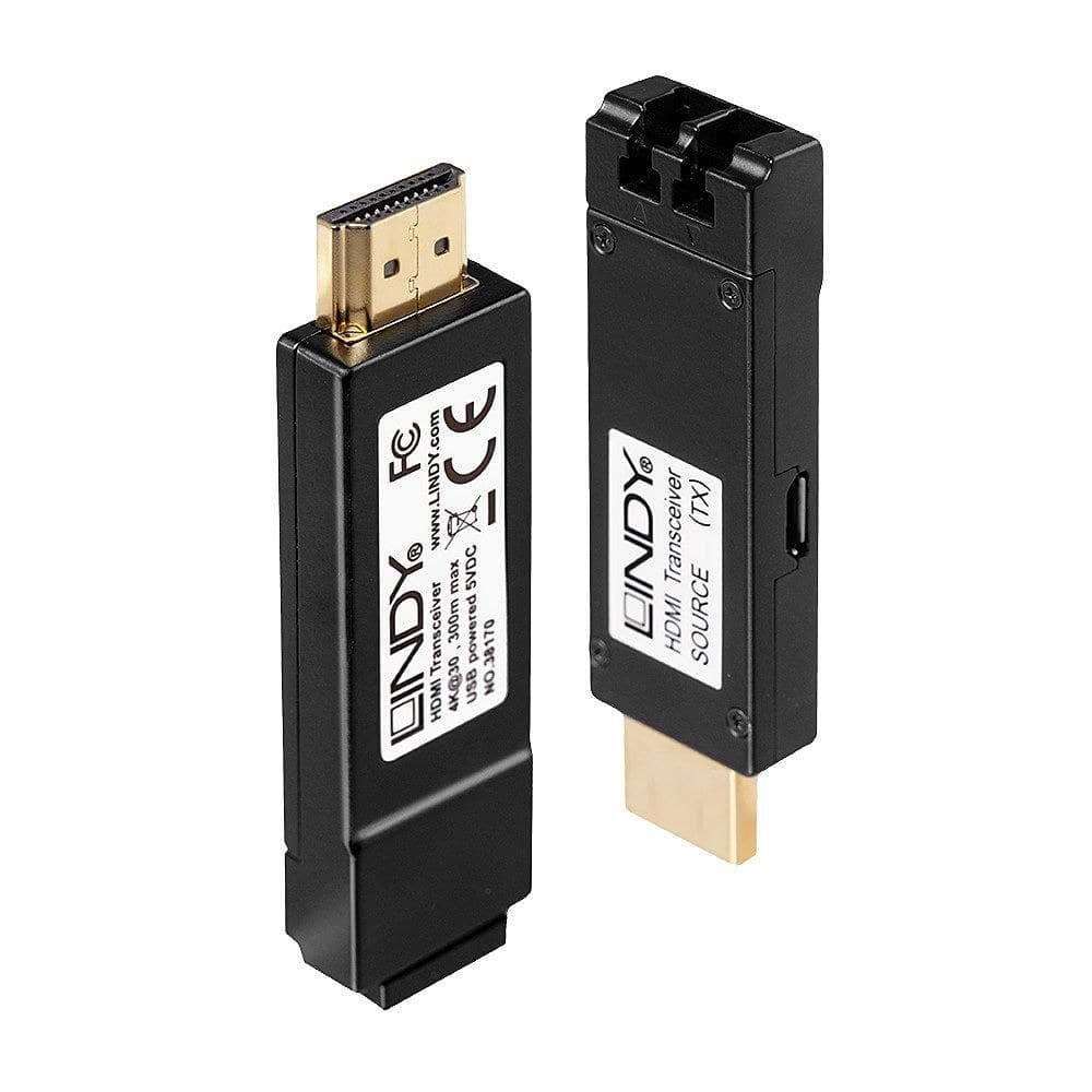 Lindy 38170 300m Fibre Optic HDMI 4K30 Extender, Transmitter & Receiver - Image 1
