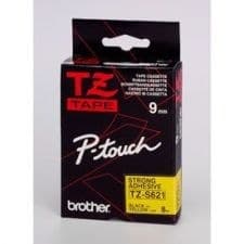 Brother TZe-S621 Black on Yellow 9mm x 8m Strong Adhesive Laminated Label Tape - Image 1