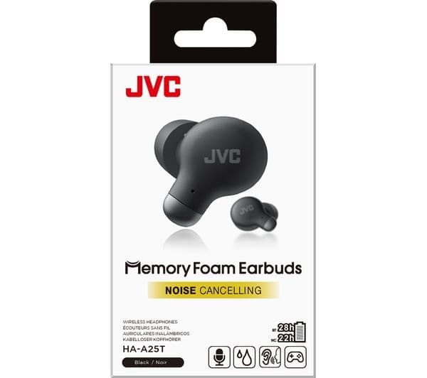 JVC Marshmallow HA-A25T Wireless Bluetooth Noise-Cancelling Earbuds - Black - Image 6