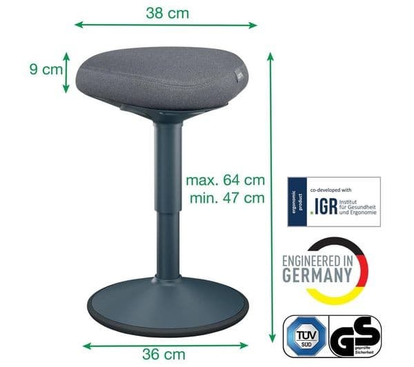 LEITZ Ergo Active Sit-Stand Stool - Dark Grey - Image 7