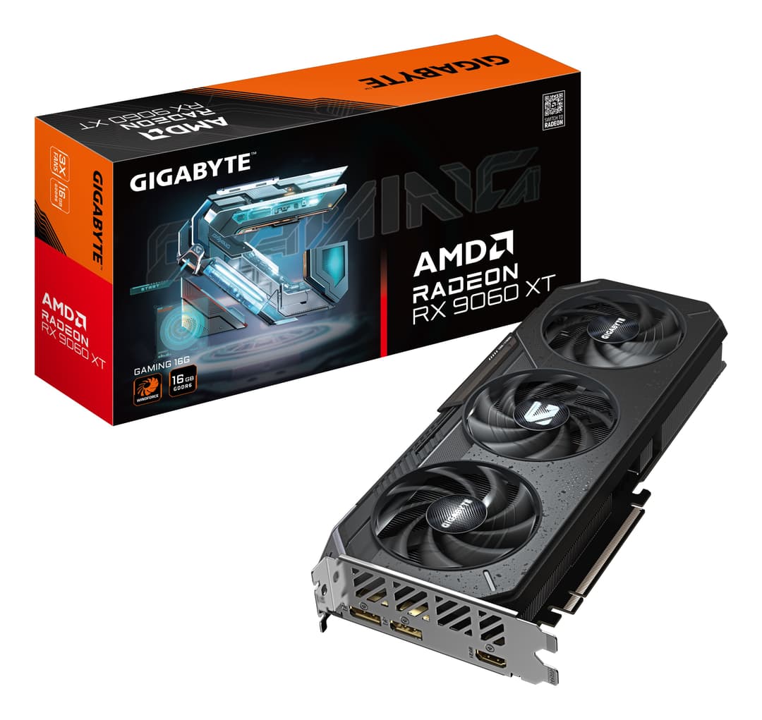 GIGABYTE Radeon RX 9060 XT GAMING 16G Graphics Card - 16GB GDDR6, 128bit, PCI-E 5.0, 3230 MHz Core Clock, 2 x DisplayPort, 1 x HDMI, GV-R9060XTGAMING-16GD - Image 1