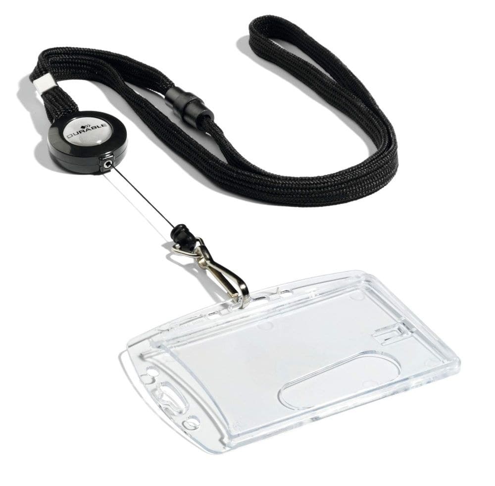 Durable Soft Breakaway Lanyard with Retractable Badge Reel PK10 Black - Image 1