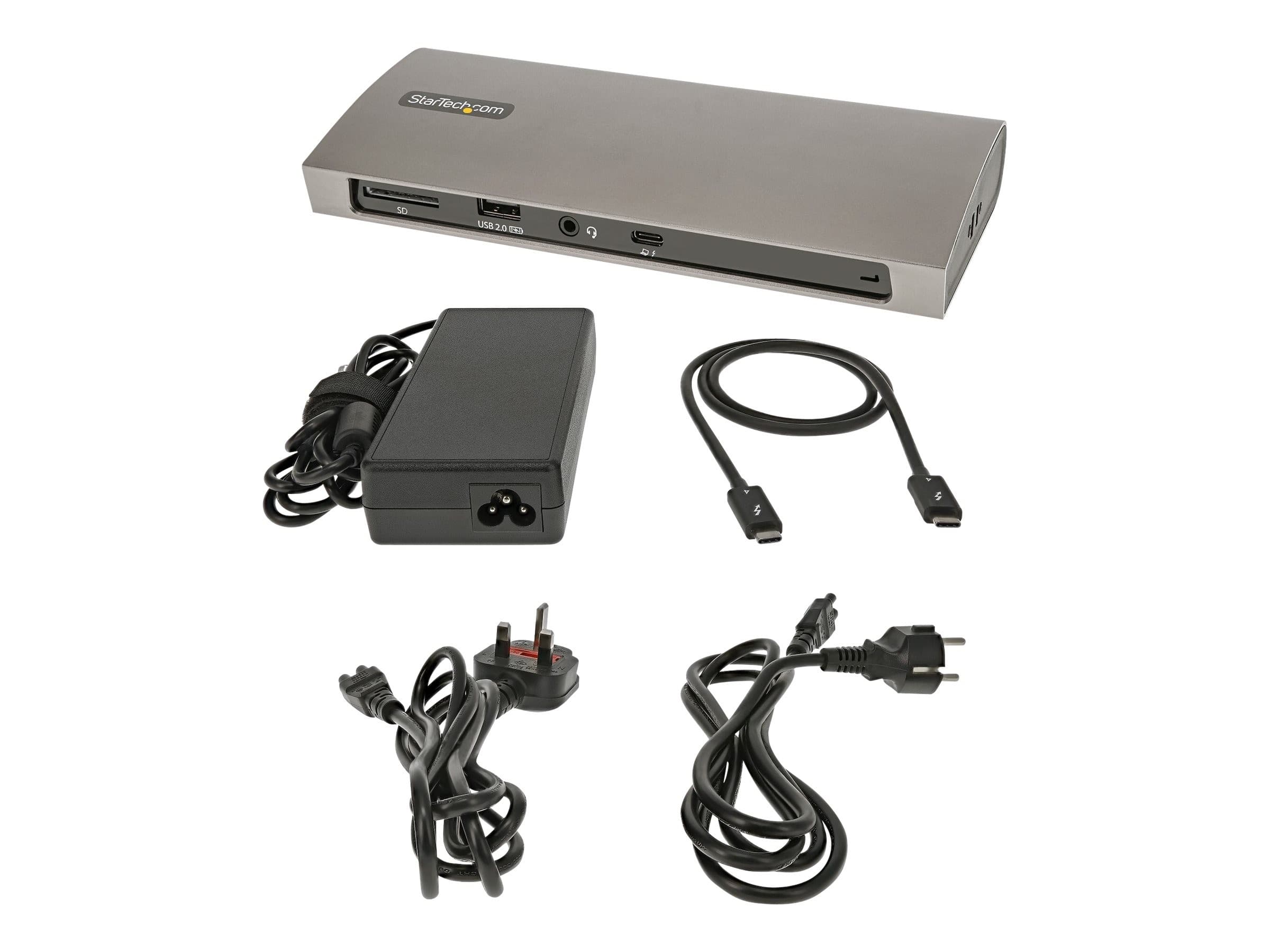 StarTech.com TB4CDOCKUE Thunderbolt 4 Dock 96W Power Delivery, Single 8K/Dual 4K 60Hz, 3x Thunderbolt 4/USB4, 4x USB-A, SD Card Reader, Gigabit Ethernet - Black/Grey