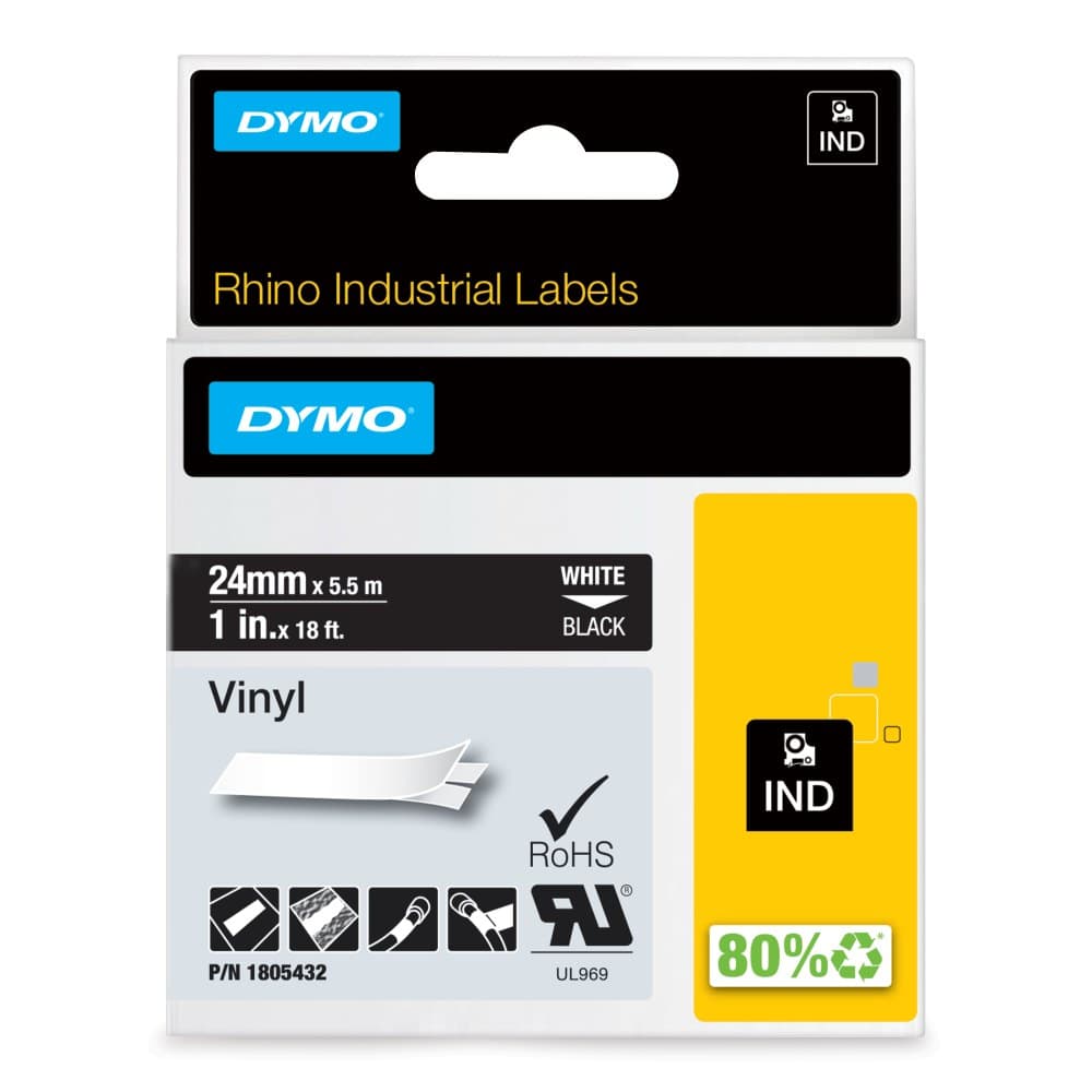 Dymo 1805432 Rhino 24mm White on Black