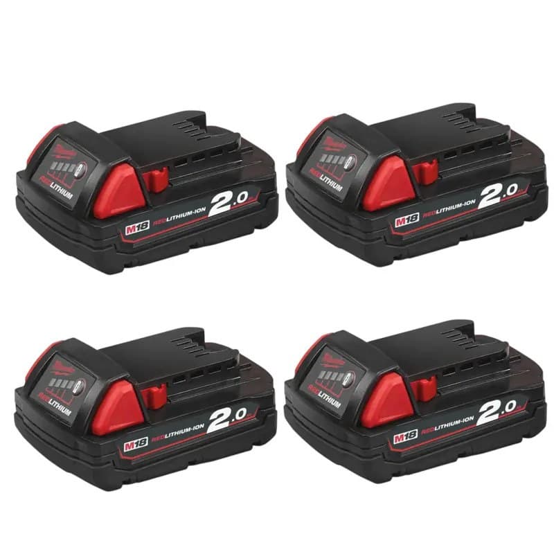 Milwaukee M18B2 18V 2.0Ah RedLithium-Ion Battery - 4 Pack