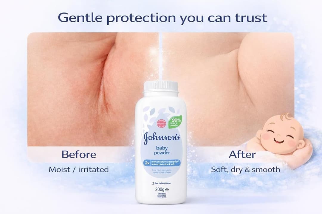 Johnson's Baby Powder Natural Cornstarch, 200g (Pack of 3), 600g Total Multipack – Talc-Free, 99% Natural Powder, Clinically Proven Mildness for Delicate Skin - Image 3