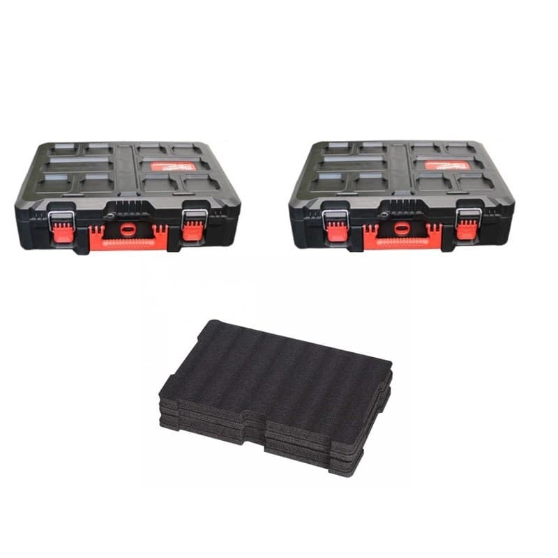 Milwaukee PACKFOAMKIT Small PACKOUT Case with Packout Foam Cuttable Insert (Twin Pack)