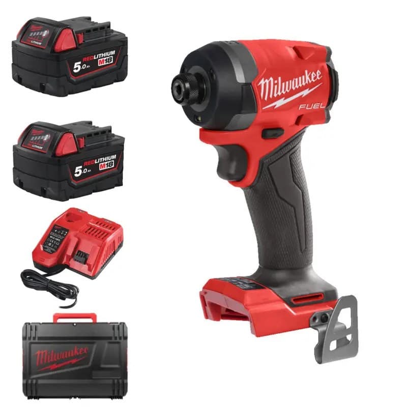 Milwaukee M18FID3-0 18v Fuel Impact Driver Kit - 2 x 5.0ah Batteries, Charger & Case
