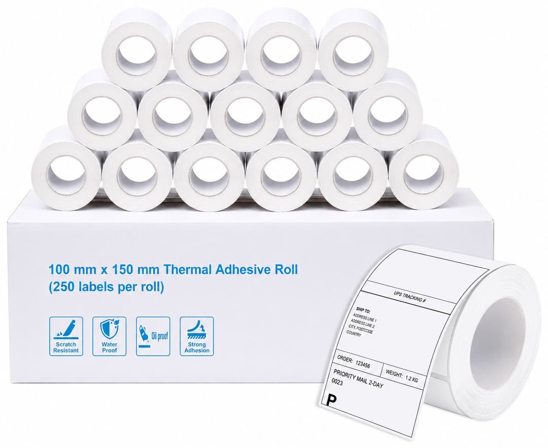 100 x 150 mm (4" x 6") Premium Coated Self-Adhesive Direct Thermal Label for Zebra 20 Rolls/5000 - Image 1