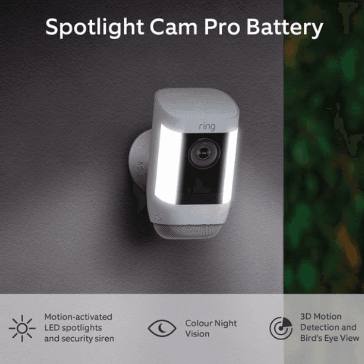 Ring Spotlight Cam Pro Battery Security Camera White