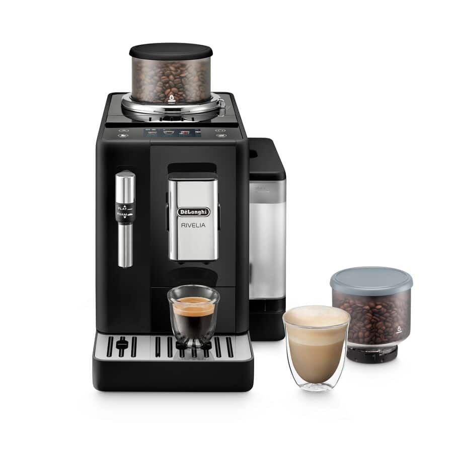 De'Longhi Rivelia Manual Milk Frother Bean to Cup Machine - Onyx Black